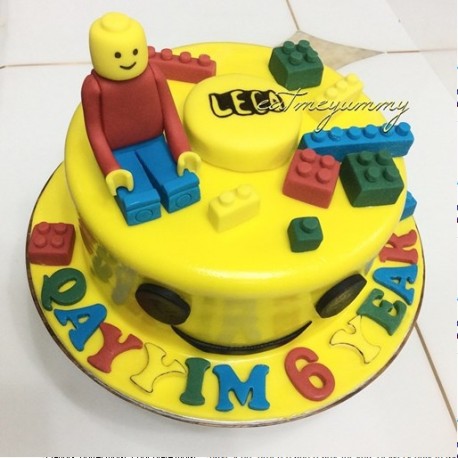 Yellow Lego Fondant Cake 