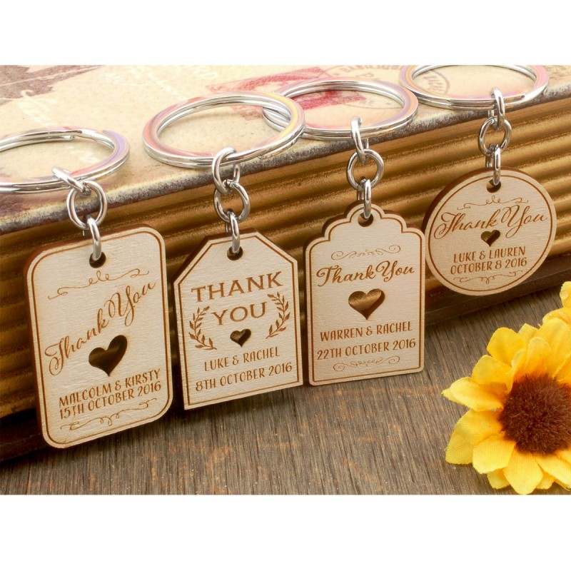 Personalized Engraved White Wooden Wedding Favor Key Chain ...