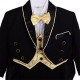 Boys' 5 Pieces Formal Gold Vest Tuxedo Suit With Tail Christening Outfit 1-4y
