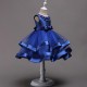 Elegant Sleeveless Beading Evening Dress Flower Girl Gown Royal Blue 4-8y