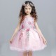 Exquisite Bow Lace Sleeveless Embroidery Bubble Dress Pink 