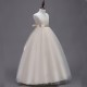 Elegant Lace Flower Bridesmaid Princess Prom Wedding Christening Dress Cream