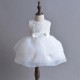 Classic Lace Big Ribbon Baby Dress White