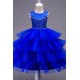 Pretty Beading Belted Sequin layered Sleeveless Chiffon Dress Blue