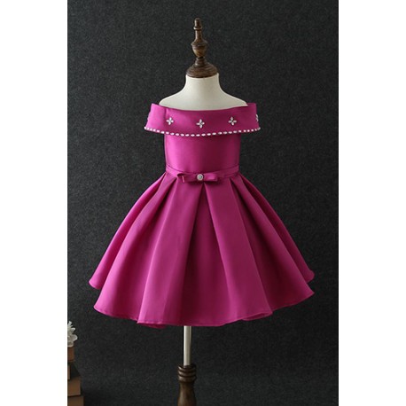 Chic and Luxury Crafted Patchwork Dress Magenta 3-10y