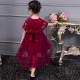 Luxury Shawl Lacy Flower Girl Evening Dress Birthday Gown Maroon