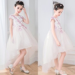 Elegant and Pretty 3D High Low Pink Flower Girl Dress