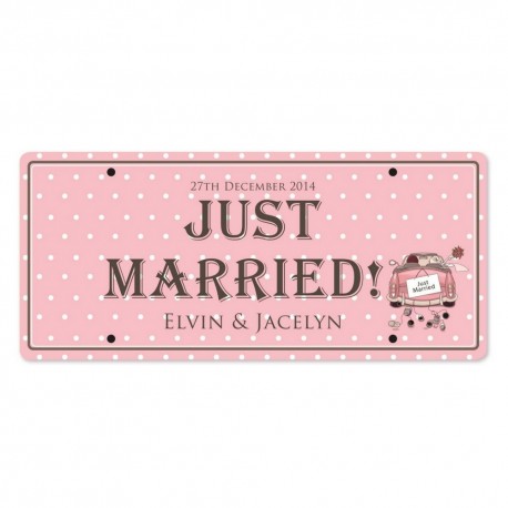 Just Married Personalized Printed Car Plate - Just Married