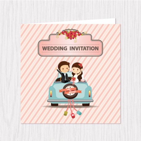 Cute Just Married Folded Cards - 100 pcs (3 Colors)