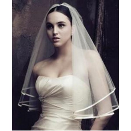 Charming Wedding Bridal Bride Veil Satin Edge Elbow Off White